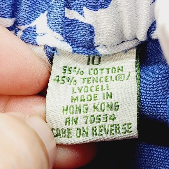 Vintage Orvis Cropped Capri Pants Blue Size 10 Women's Elastic Waist Floral - Picture 5 of 12